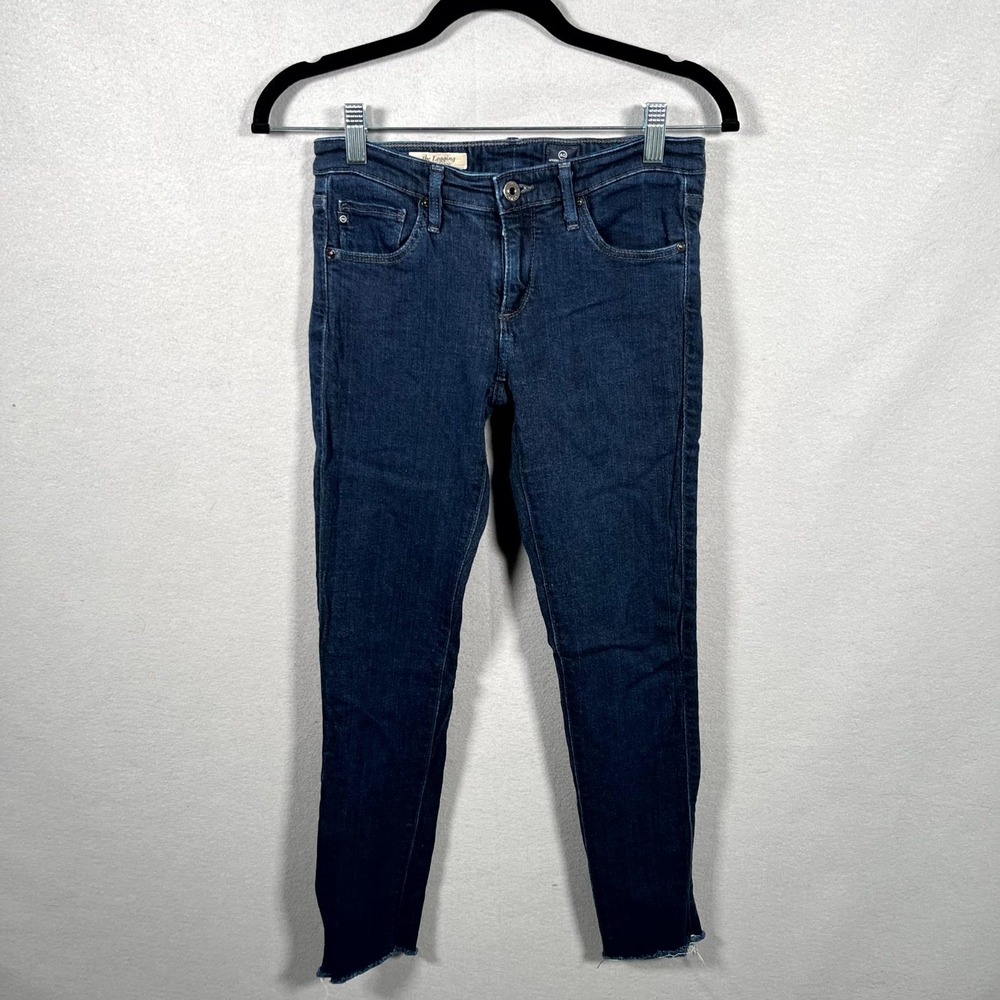 AG Adriano Goldschmied Jeans Womens 27W Blue Frayed Hem Super Skinny Jegging